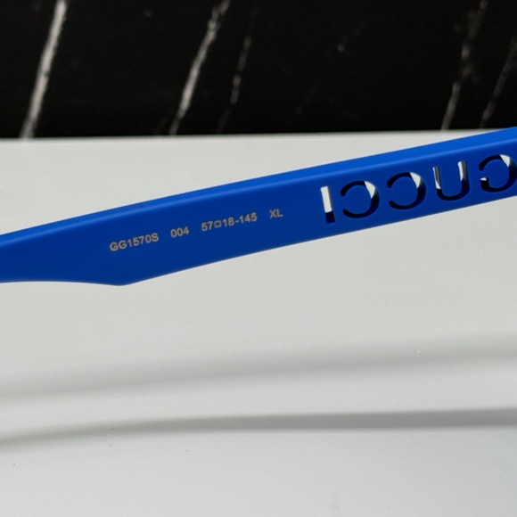 NEW GUCCI GG1570S 004 UNISEX SUNGLASSES GUCCI GG 1570S 004 BLUE SQUARE EYEWEAR - Picture 9 of 11